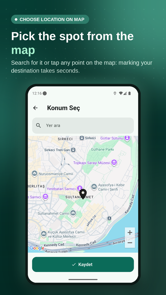 Picking a place on the map