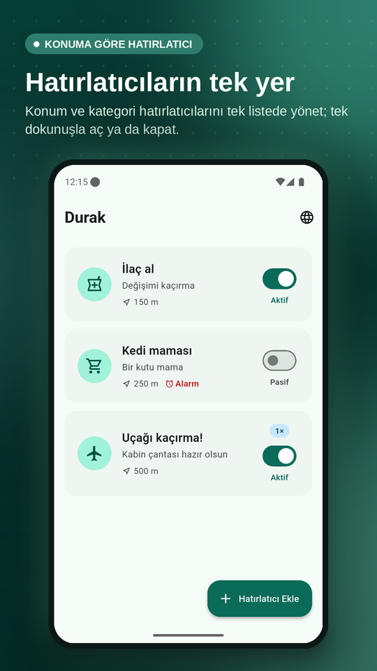 Durak ana ekranı