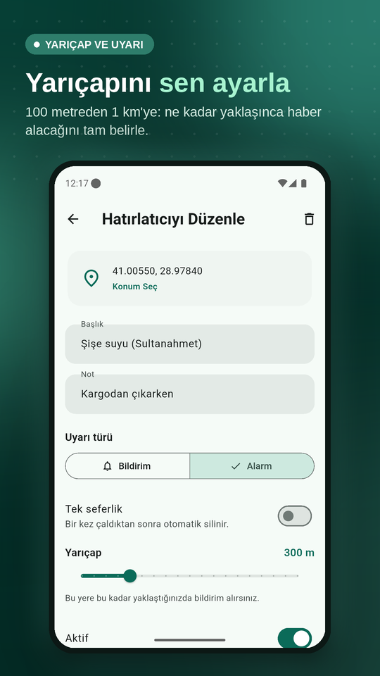 Hatırlatıcı düzenleme